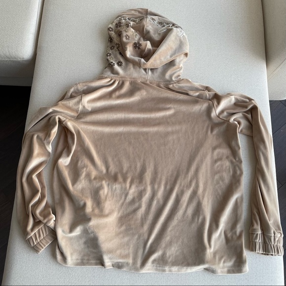 Authentic Christian Dior Velvet Vintage Sweatshirt Hoodie with Crystals - Picture 7 of 13